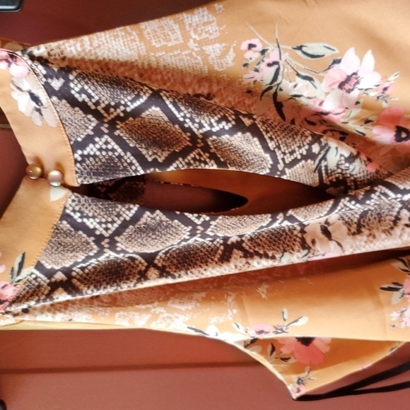 Luxology snakeskin & tan floral print dress tan Sleeveless SZ Med. NWT - Picture 9 of 13